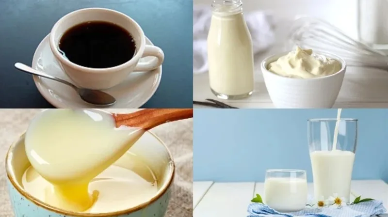 Whipping cream, sữa tươi và muối cần được đánh nhẹ đến khi hơi sánh, không quá đặc.
